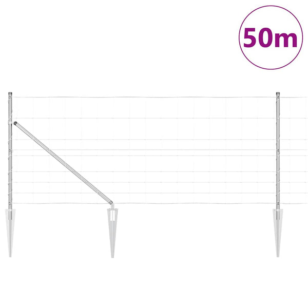 Langoitettu este piikeillä 50 x 1 m Galvanoitu teräs Hopea