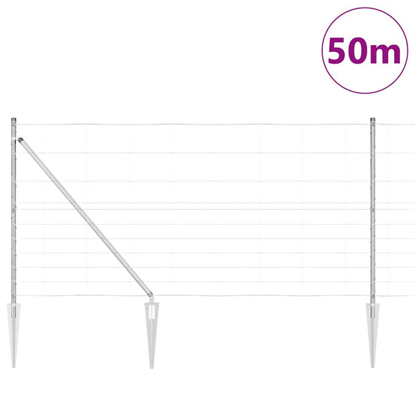 Langoitettu este piikeillä 50 x 1,2 m Galvanoitu teräs Hopea