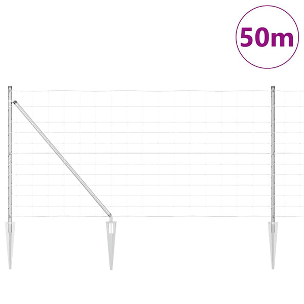 Langoitettu este piikeillä 50 x 1,2 m Galvanoitu teräs Hopea