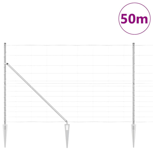 Langoitettu este piikeillä 50 x 1,5 m Galvanoitu teräs Hopea