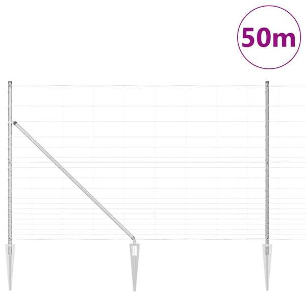 Langoitettu este piikeillä 50 x 1,5 m Galvanoitu teräs Hopea
