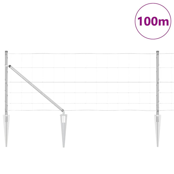 Langoitettu este piikeillä 100 x 0,8 m Galvanoitu teräs Hopea