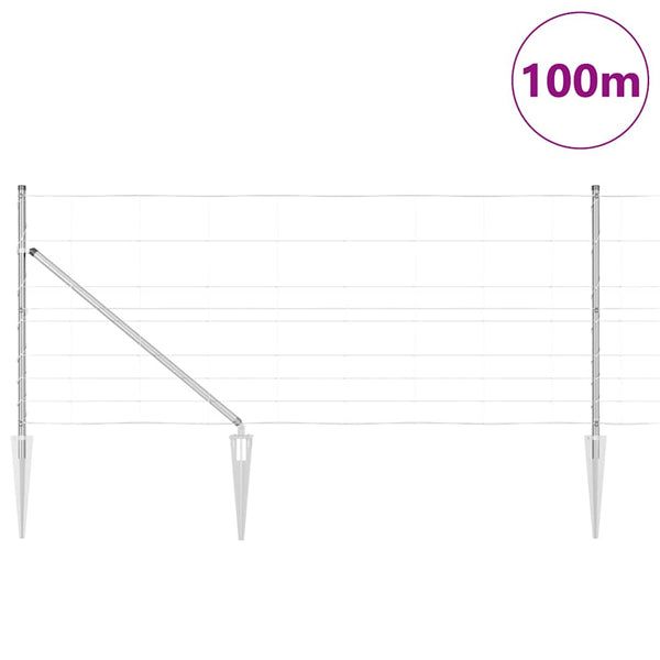 Langoitettu este piikeillä 100 x 1 m Galvanoitu teräs Hopea