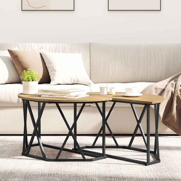 Sohvapöytä Artisan tammi 80 x 80 x 42 cm Kehitetty puu ja teräs