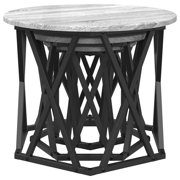 Pesätty sivupöytä 3 kpl Harmaa Sonoma 53 x 53 x 40 cm
