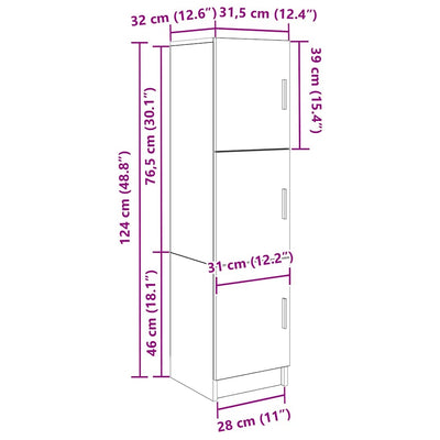 Musta tammi korkea kaappi Sca 31.5x32x124cm (puinen)