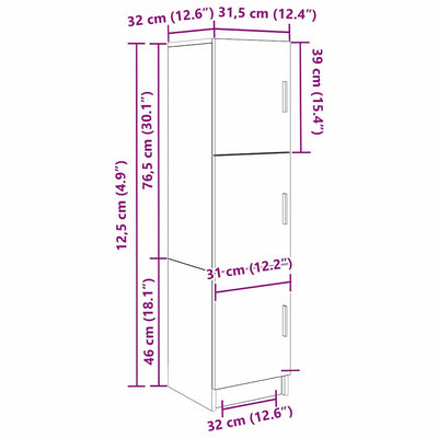 Betoninharmaa korkea kaappi Ersjebet 31.5x32x124cm (puinen)