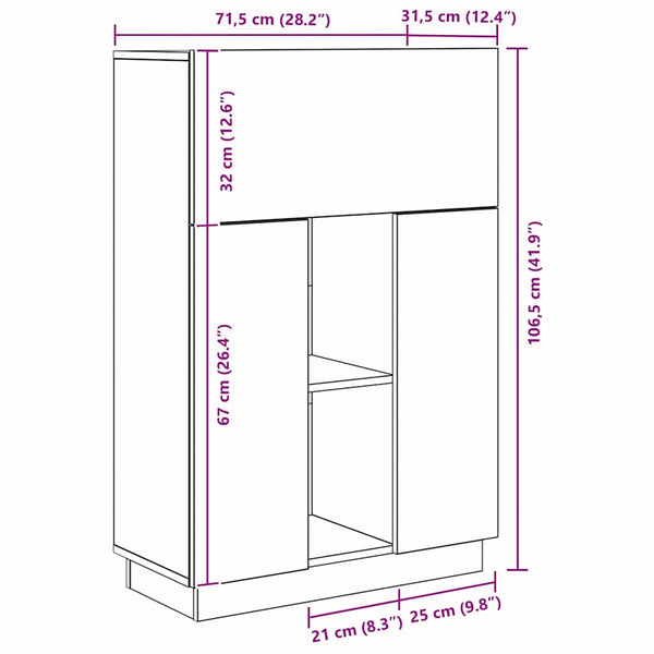 Pöytä Harmaa Sonoma Tekninen puu 71.5 x 31.5 x 106.5 cm