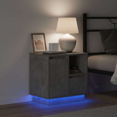 Betoninharmaa yöpöytäkaappi Ghiranlieff 50x34.5x50cm (mukana 2 pcs)