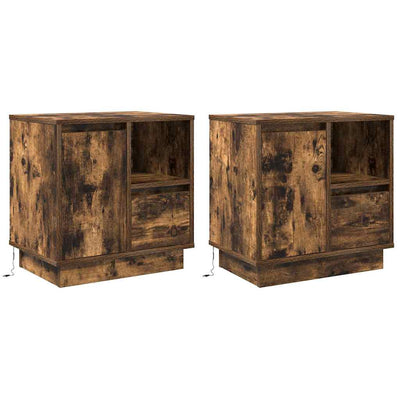 Yöpöytäkaappi 2 pcs Savutammi 50 x 34.5 x 50 cm. Tekninen puu