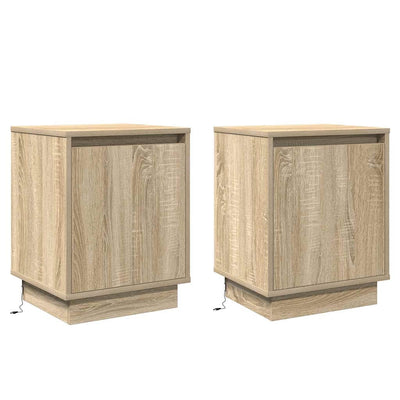 Yöpöytäkaappi 2 pcs Sonoma tammi 39 x 34.5 x 50 cm Tekninen puu