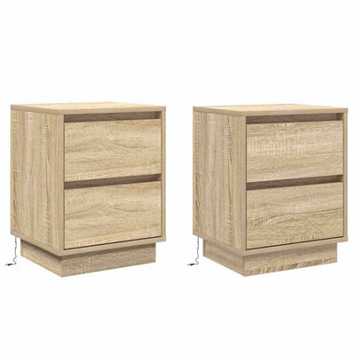Yöpöytäkaappi 2 pcs Sonoma tammi 39 x 34.5 x 50 cm Tekninen puu