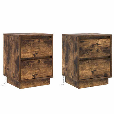 Yöpöytäkaappi 2 pcs Savutammi 39 x 34.5 x 50 cm Tekninen puu