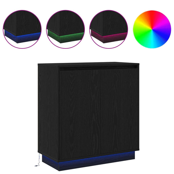 LED-pöytätaso Musta tammi 71 x 34,5 x 75 cm Tekninen puu