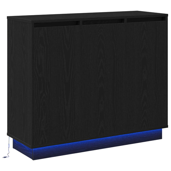 LED-pöytätaso Musta tammi. 90 x 32 x 75 cm Tekninen puu