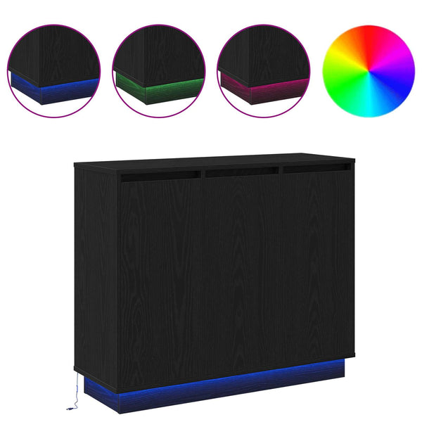 LED-pöytätaso Musta tammi. 90 x 32 x 75 cm Tekninen puu