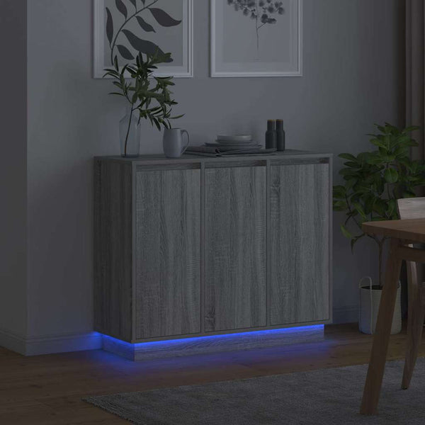 LED-pöytätaso Harmaa Sonoma 90 x 32 x 75 cm Tekninen puu