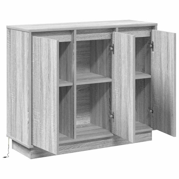 LED-pöytätaso Harmaa Sonoma 90 x 32 x 75 cm Tekninen puu