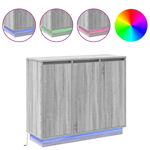LED-pöytätaso Harmaa Sonoma 90 x 32 x 75 cm Tekninen puu