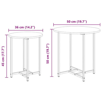 Musta sivupöytäsetti Bude 50x50x50cm (2 pcs sonoma tammi)
