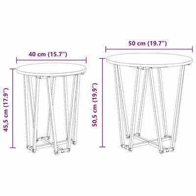Musta sivupöytäsetti Leonina 50x50x50.5cm (2 pcs sonoma tammi)