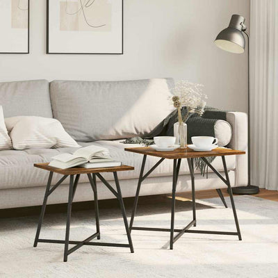 Musta sivupöytäsetti Ejencova 50x50x50cm (2 pcs, savustettu tammi)