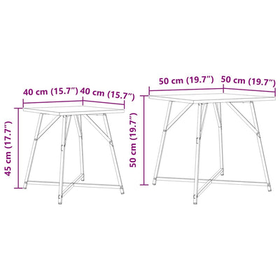 Harmaa ja musta sivupöytäsetti Jozephus 50x50x50cm (2 pcs)