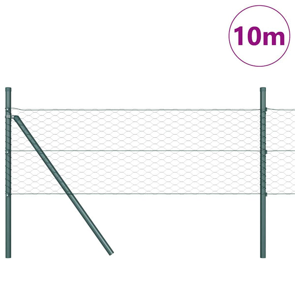 Kuusikulmainen aidan maapohjauskappale 10 x 0,4 m Vihreä Verkko