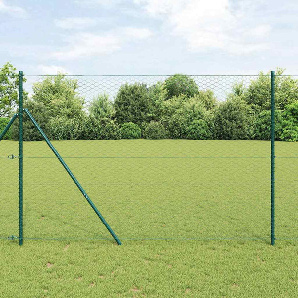 Kuusikulmainen aidan maapohjauskappale 10 x 1,5 m Vihreä Verkko