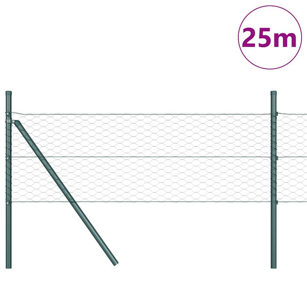 Kuusikulmainen aidan maapohjauskappale 25 x 0,4 m Vihreä Verkko