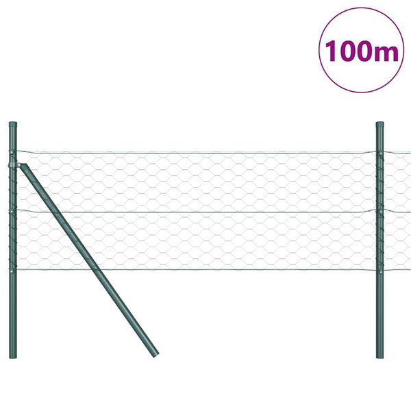 Kuusikulmainen aidan maapohjauskappale 100 x 0,4 m Vihreä