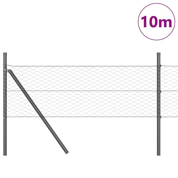 Kuusikulmainen aidan maapohjauskappale 10 x 0,4 m Harmaa Verkko