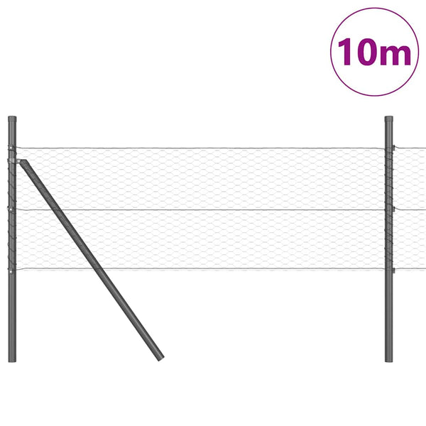 Kuusikulmainen aidan maapohjauskappale 10 x 0,5 m Harmaa Verkko