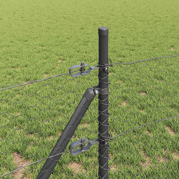 Kuusikulmainen aidan maapohjauskappale 10 x 0,5 m Harmaa Verkko