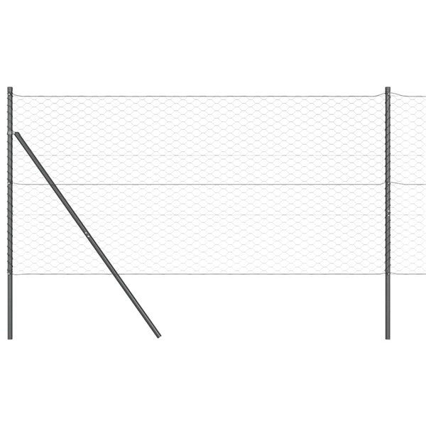 Kuusikulmainen aidan maapohjauskappale 10 x 1 m Harmaa Verkko