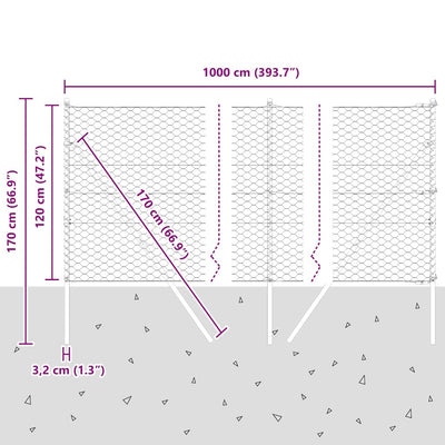 Aita paalujen kanssa Harmaa 1.2 x 10 m