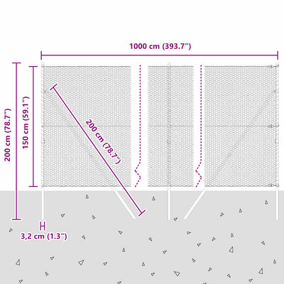 Aita paalujen kanssa Harmaa 1.5 x 10 m