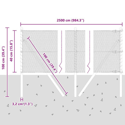 Aita paalujen kanssa Harmaa 0,4 x 25 m