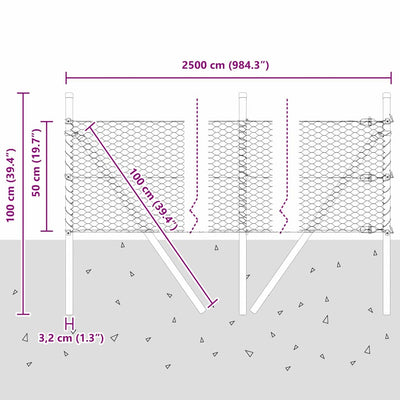 Aita paalujen kanssa Harmaa 0.5 x 25 m