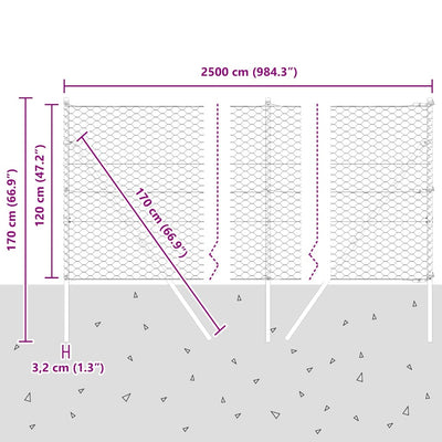 Aita paalujen kanssa Harmaa 1.2 x 25 m