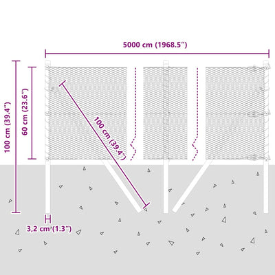 Aita paalujen kanssa Harmaa 0.6 x 50 m
