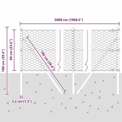 Aita paalujen kanssa Harmaa 0.6 x 50 m