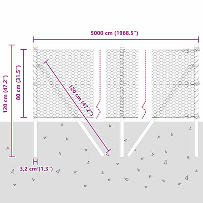 Aita paalujen kanssa Harmaa 0.8 x 50 m