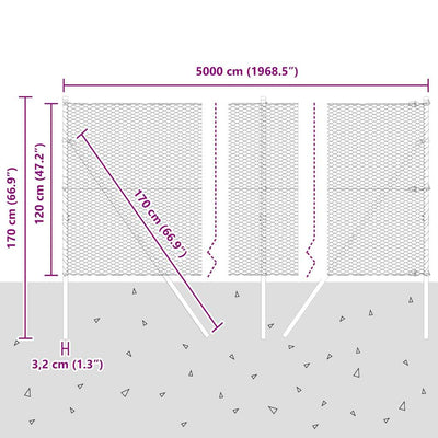 Aita paalujen kanssa Harmaa 1.2 x 50 m