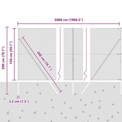 Aita paalujen kanssa Harmaa 1.5 x 50 m
