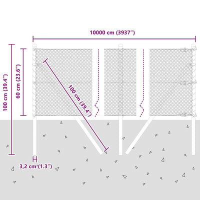 Aita paalujen kanssa Harmaa 0.6 x 100 m