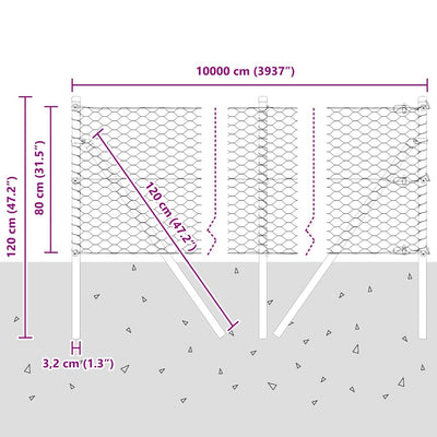 Aita paalujen kanssa Harmaa 0.8 x 100 m