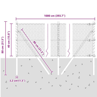 Aita paalujen kanssa Hopea 0,4 x 10 m