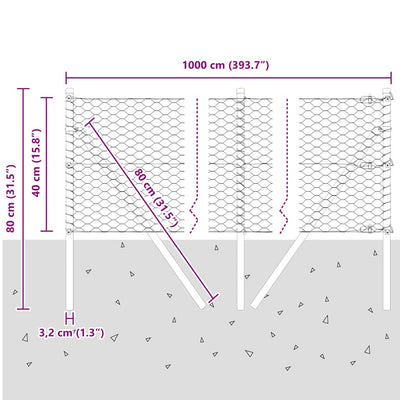 Aita paalujen kanssa Hopea 0,4 x 10 m