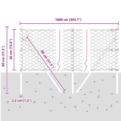 Aita paalujen kanssa Hopea 0,4 x 10 m